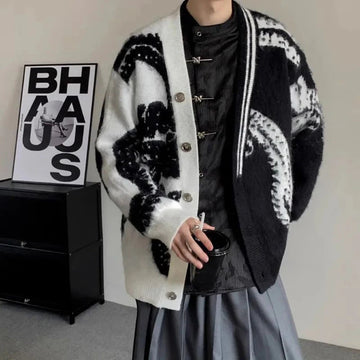 AIDASE  -  Mens Sweaters Hawaiian Vintage Tie Dye Contrasting Knitwear Winter Unisex Trendy Streetwear Lazy Vacation Jacket Men's Clothing aidase-shop